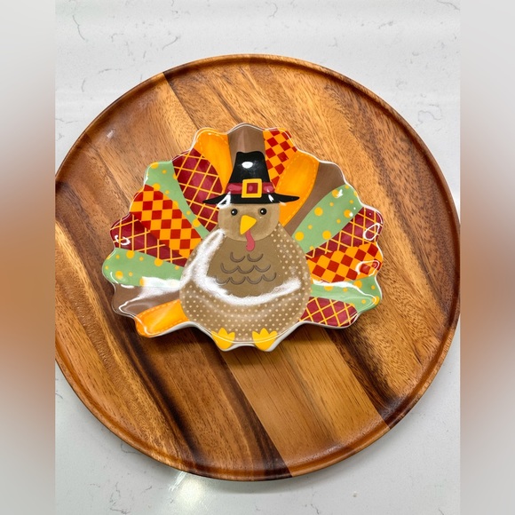 4 Colorful Ceramic Turkey Shaped Thanksgiving Salad...